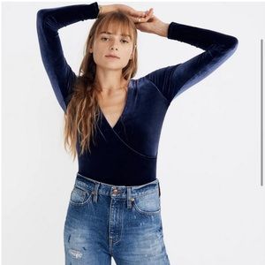 Madewell Navy Velvet Bodysuit